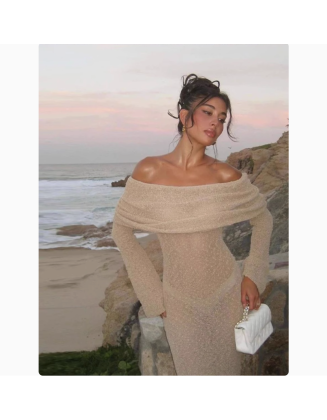 Solid color hollow out one neck dress