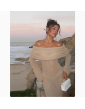 Solid color hollow out one neck dress