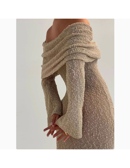 Solid color hollow out one neck dress
