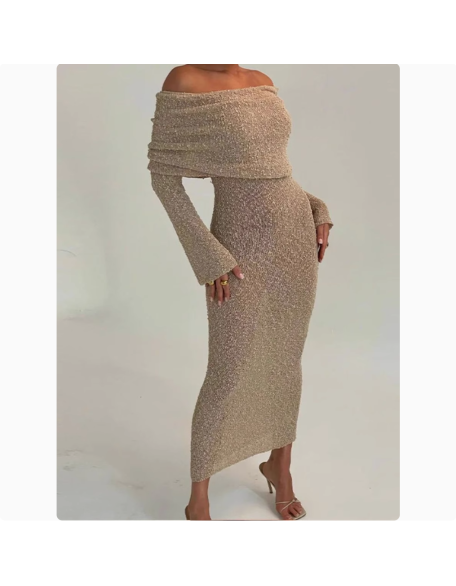 Solid color hollow out one neck dress