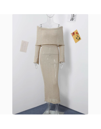 Solid color hollow out one neck dress