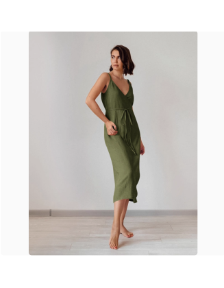  Sleeveless suspender backless dress
