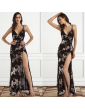 Sexy black Sequins maxi Summer dress women vintage Elegant