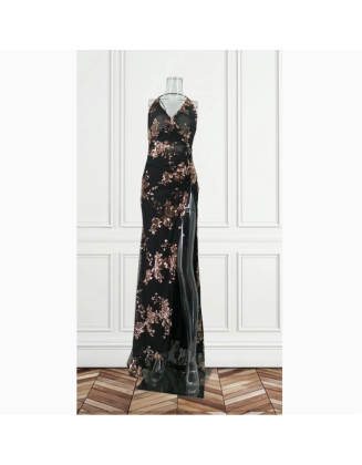 Sexy black Sequins maxi Summer dress women vintage Elegant