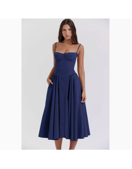 Vintage temperament wear halter dresses for women