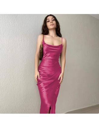 Sexy Satin Slit Dress
